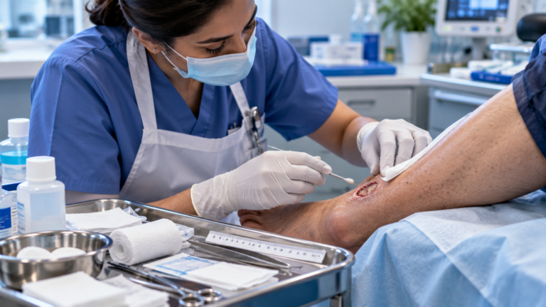 Wound assessment and debridement during advanced wound care