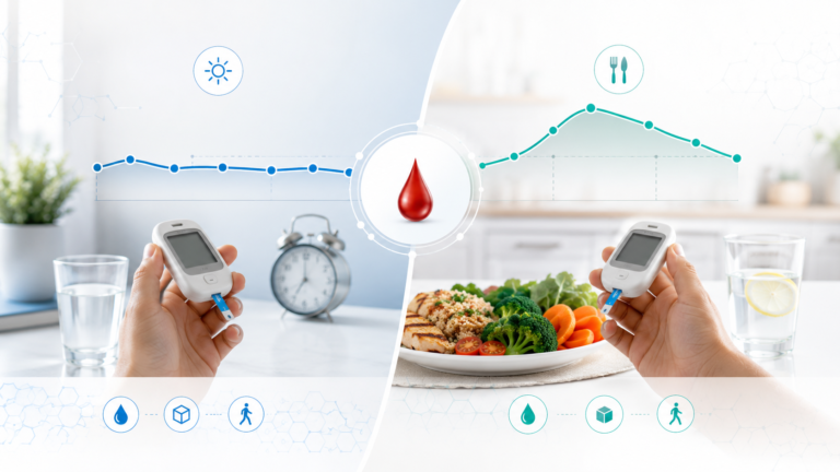 Blood sugar comparison between fasting and post-meal levels