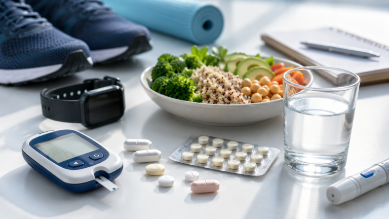 Diabetes medicines and healthy lifestyle for diabetes management