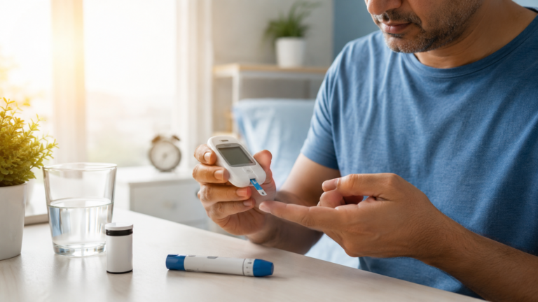 Fasting blood sugar test using a glucose meter