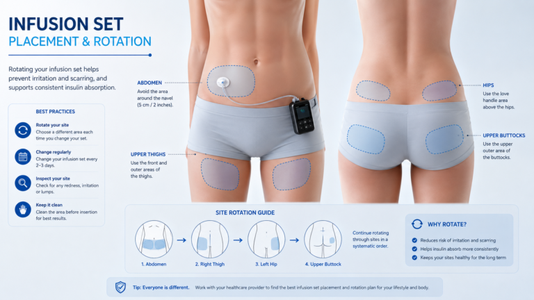 Infusion Set placement sites for insulin pump users