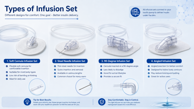 Different types of Infusion Set for insulin pump therapy