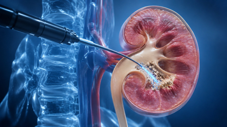 Kidney stone surgery using ureteroscopy and laser treatment