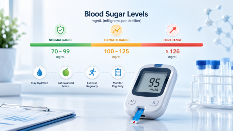 Normal blood sugar levels and glucose range visualization