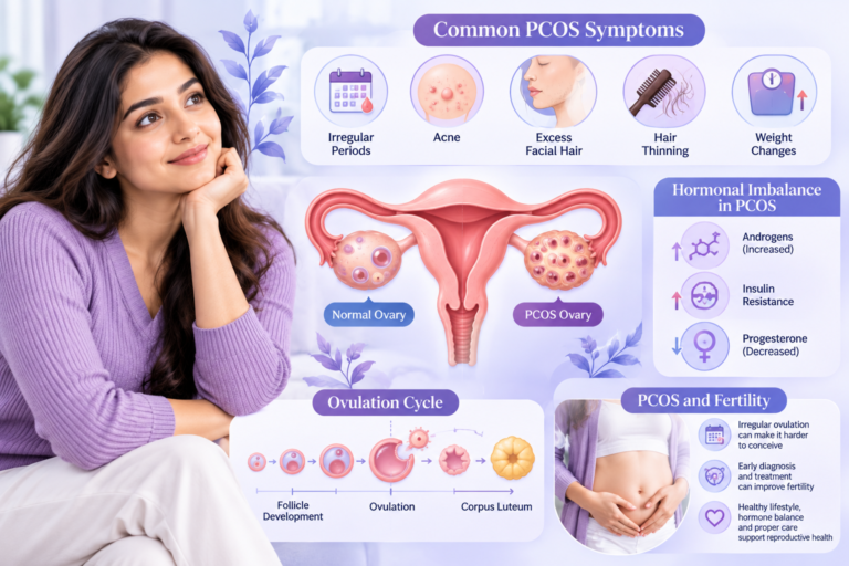 PCOS symptoms diagnosis with blood tests medical history and ultrasound