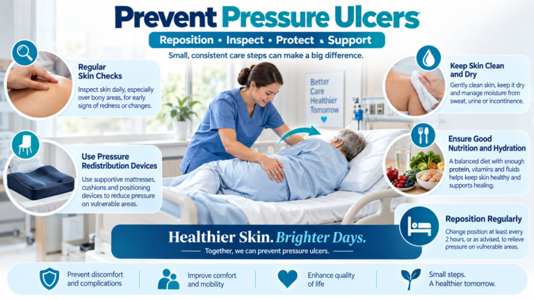 pressure ulcers prevention with repositioning skin checks and pressure relief