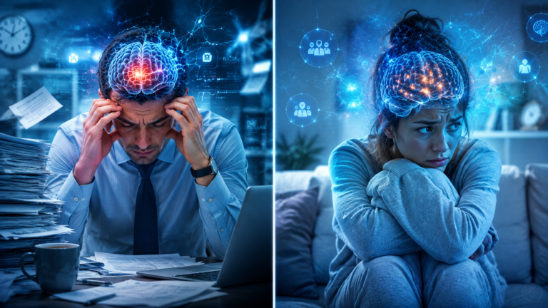 Stress vs Anxiety comparison illustration