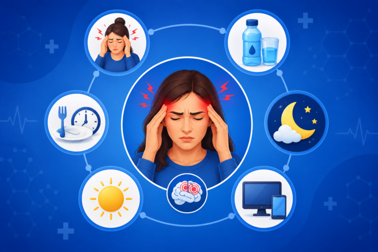 Causes of migraine vs headache infographic