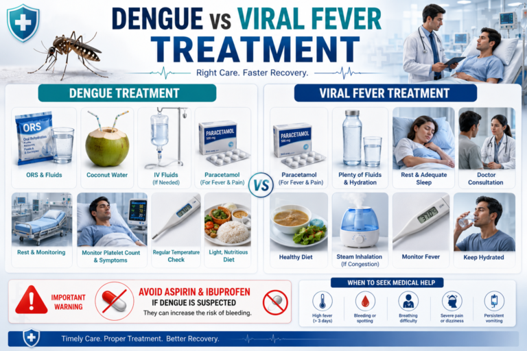 Dengue vs viral fever treatment and recovery guide with hydration and medicines
