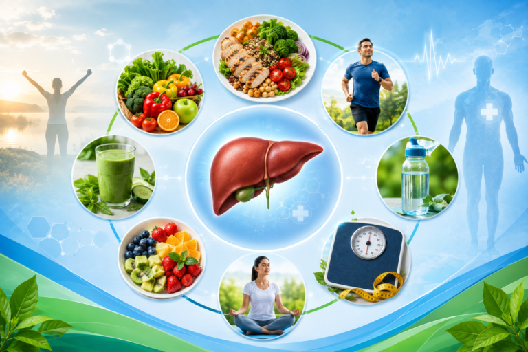 fatty liver treatment with healthy diet exercise and weight loss