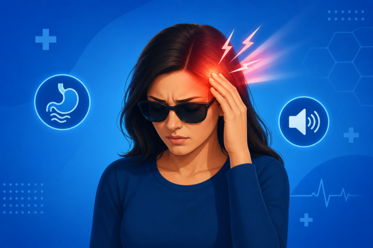 Migraine symptoms with light sensitivity