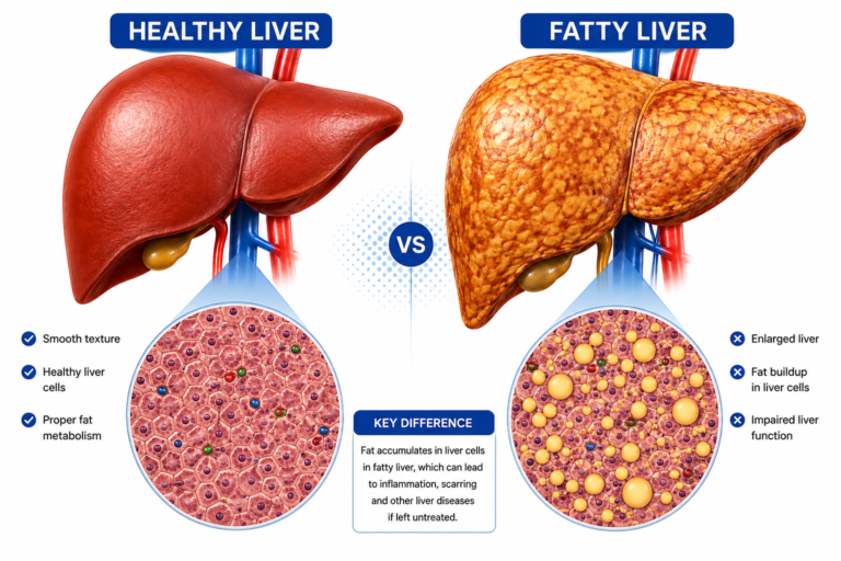 what is fatty liver comparison between healthy liver and fatty liver
