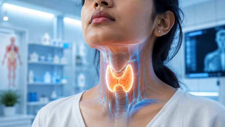 Thyroid gland anatomy explaining thyroid problems in women and hormone function