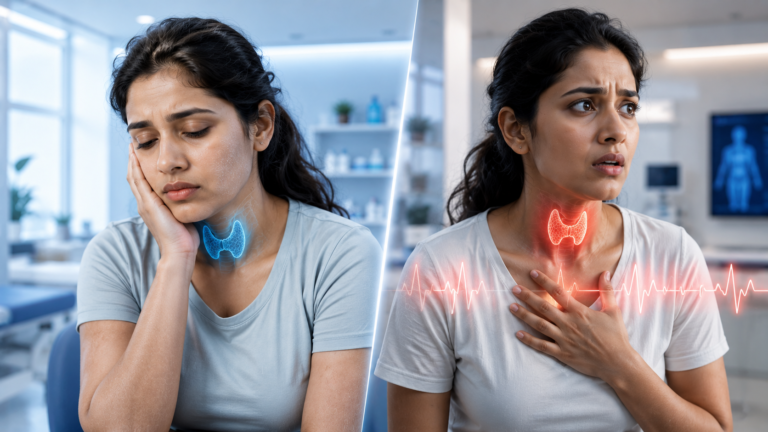 Hypothyroidism and hyperthyroidism comparison for thyroid problems in women