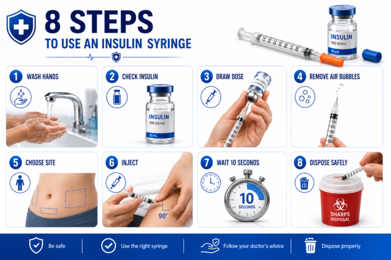 Step-by-step insulin syringes uses guide for safe insulin injection