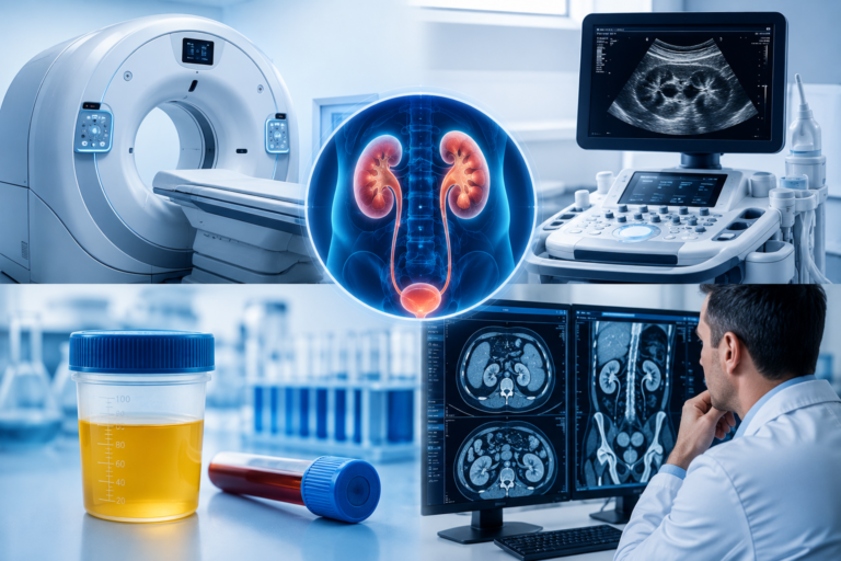 Kidney stone diagnosis using CT scan ultrasound urine and blood tests