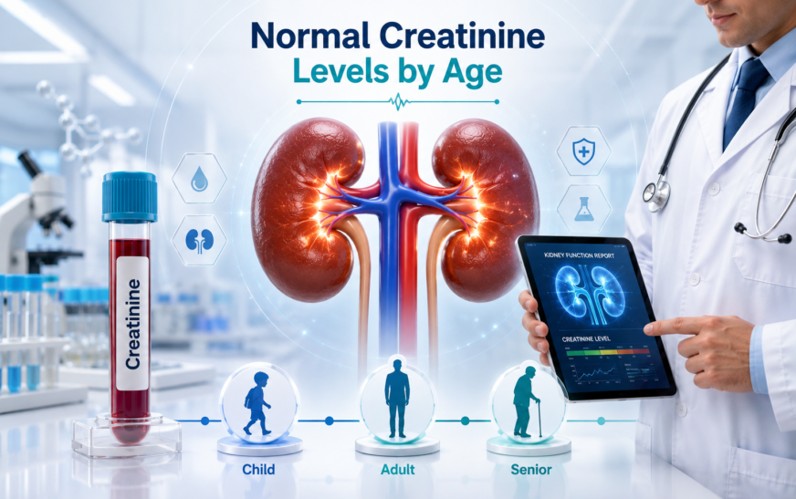 Normal Creatinine Levels by Age chart for men, and children