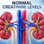Normal creatinine levels illustration showing healthy kidneys filtering blood