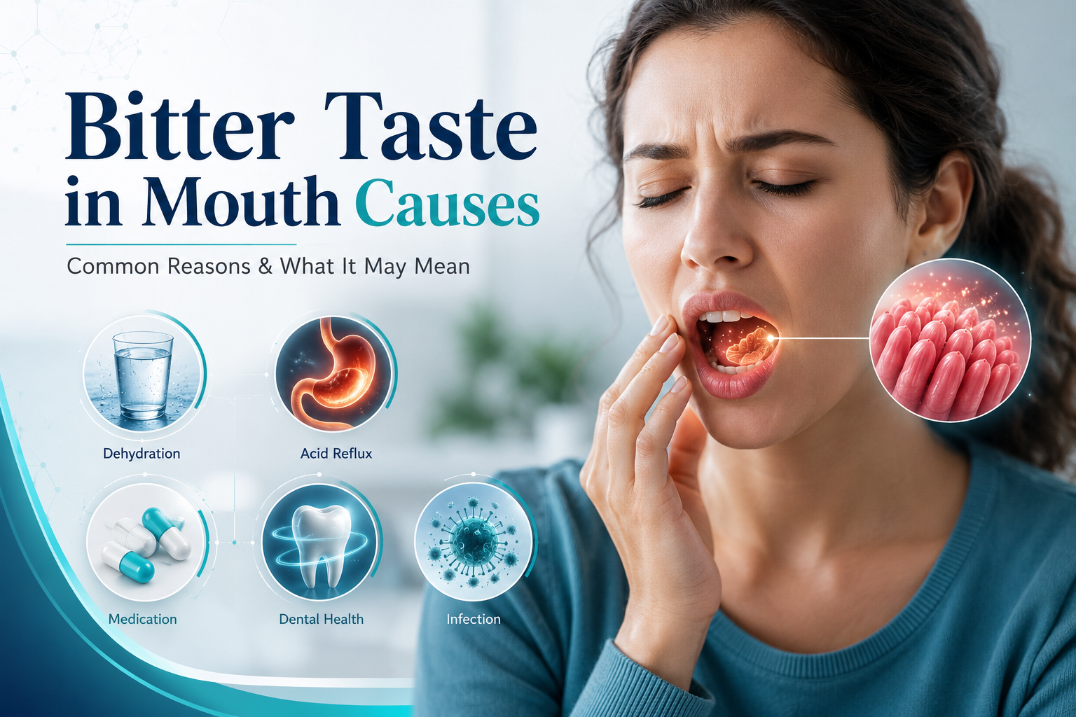 Bitter Taste in Mouth Causes: Common Reasons, Symptoms, Treatment and When to Worry