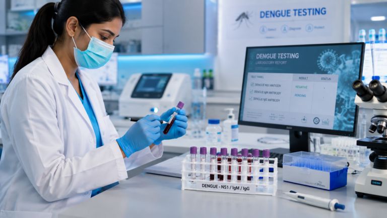 Difference between viral fever and dengue: dengue blood test