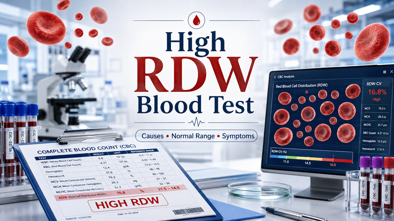 High RDW Blood Test: Causes, Normal Range, Symptoms & Treatment