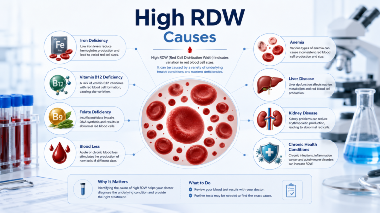 High RDW blood test causes including iron and vitamin deficiencies