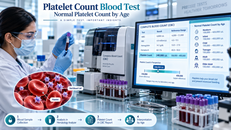 Blood test used to measure normal platelet count by age
