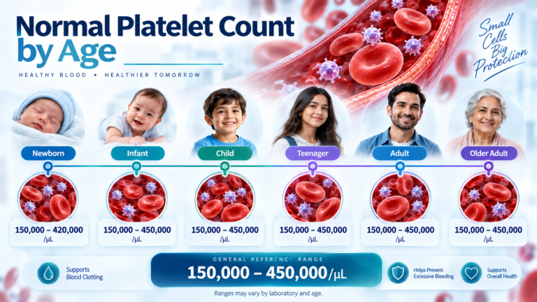 Normal platelet count by age chart for newborns infants children teenagers adults and seniors