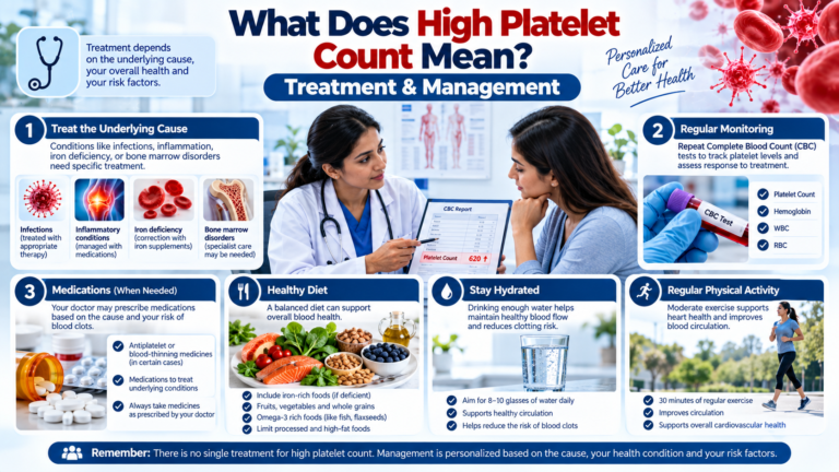 What does high platelet count mean treatment and management