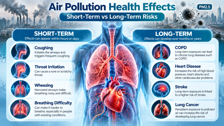 Air Pollution Health Effects: Short-Term Symptoms and Long-Term Health Risks